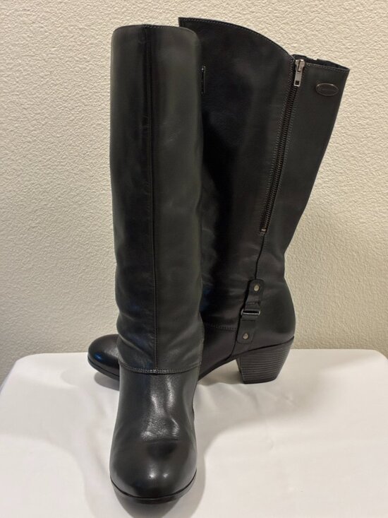 Eric Michael Shoes - ERIC MICHAEL Black Leather Side Zip Knee High Boots Portugal Women 8.5/39